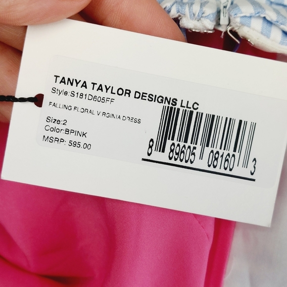 New Tanya Taylor Virginia Off the Shoulder Pink Aymmetric Floral Dress P6428 - Picture 8 of 11